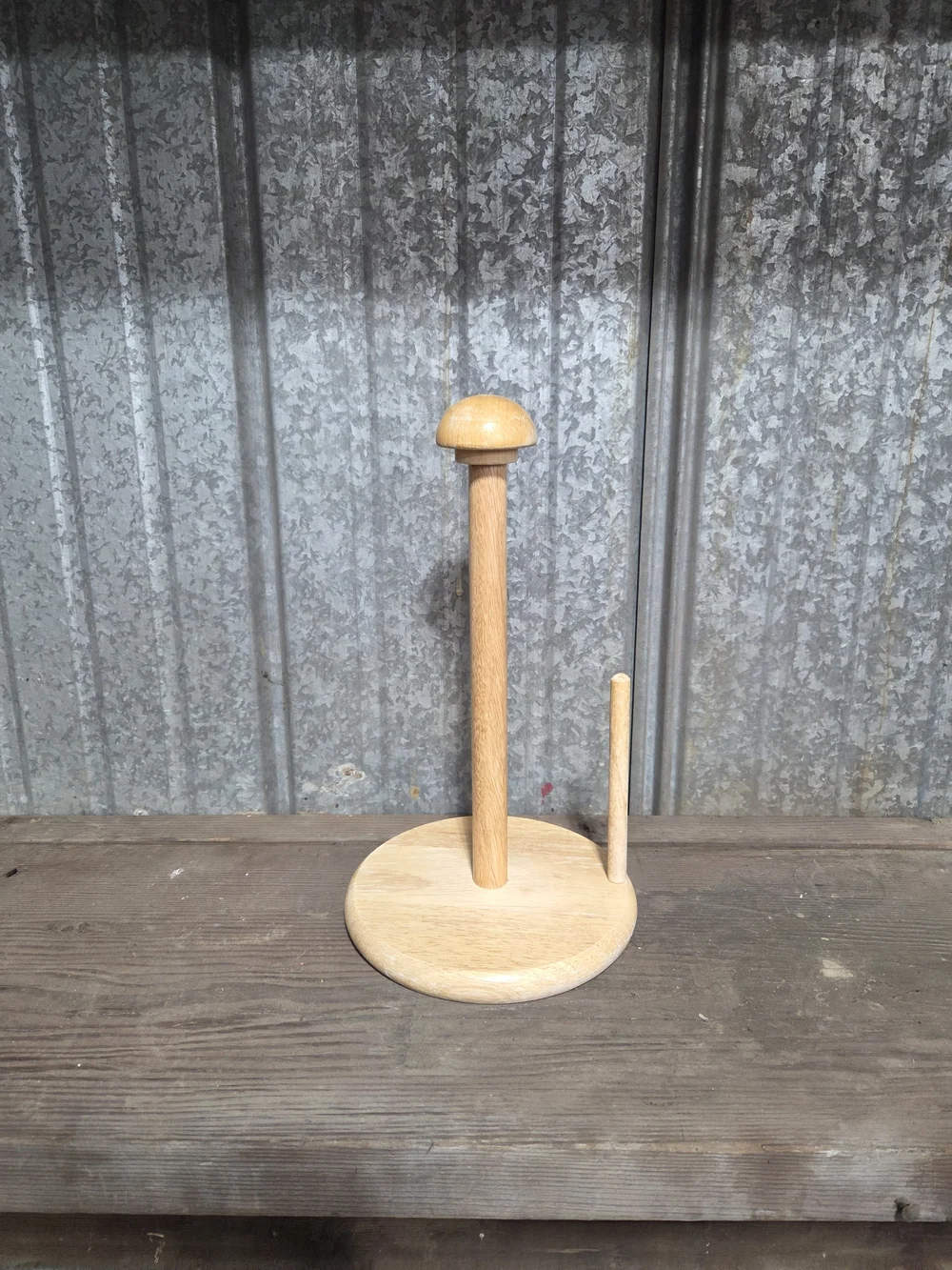 Natural Wood Paper Towel Holder with Side Roll Guide